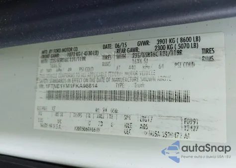 2015 Ford Transit-150 from USA, damaged, VIN 1FTNE1YM1FKA98814